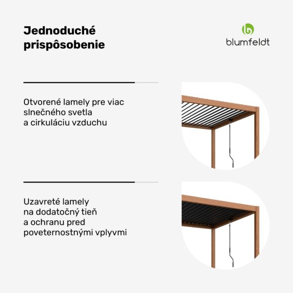 Blumfeldt LuminaHaven Pergola 3x3 Pozinkovaná oceľ Farba dreva - Image 2