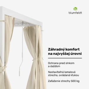Blumfeldt LuminaHaven Pergola 3x3 so závesmi a moskytiérou