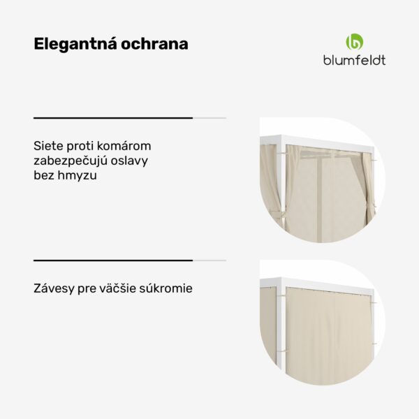 Blumfeldt LuminaHaven Pergola 3x3 so závesmi a moskytiérou - Image 2