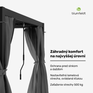 Blumfeldt LuminaHaven Pergola 3x3 so závesmi a sieťkami proti hmyzu