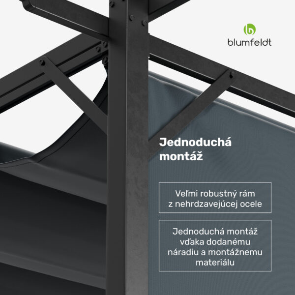 Blumfeldt Pantheon Robust Pergola 3x3 m, práškovo lakovaná oceľ, odolná voči poveternostným vplyvom, s bočnými roletami - Image 3