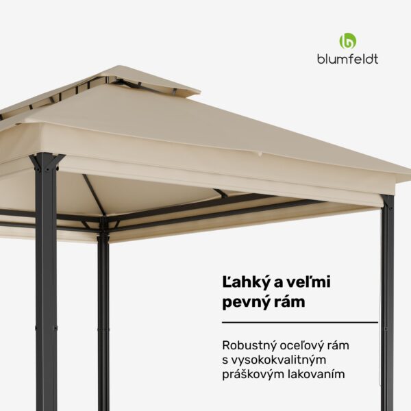 Blumfeldt Grandezza Cortina záhradný altánok 3x4 m, odolný voči poveternostným vplyvom, prášková farba, bočné rolety
