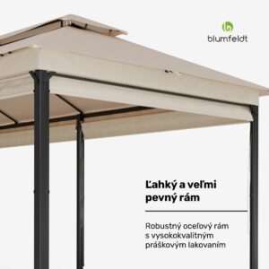 Blumfeldt Grandezza Cortina záhradný altánok 3x6 m, odolný voči poveternostným vplyvom, prášková farba, bočné rolety