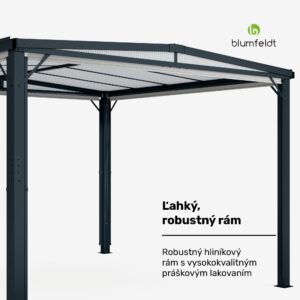 Blumfeldt Pantheon Cortina Solid Sky Pergola 3x3, odolná voči poveternostným vplyvom, s práškovým nástrekom, bočné panely