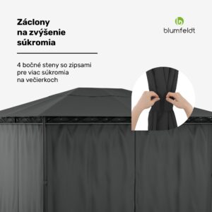 Blumfeldt Mondo 3x4 altánok s kovovým rámom a 4 bočnými stenami