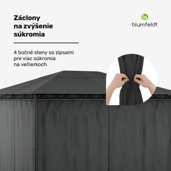 Blumfeldt Mondo 3x4 altánok s kovovým rámom a 4 bočnými stenami