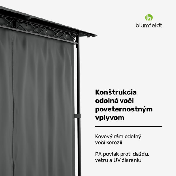 Blumfeldt Mondo 3x4 altánok s kovovým rámom a 4 bočnými stenami - Image 3