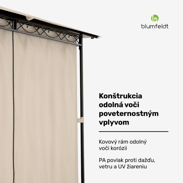 Blumfeldt Mondo 3x4 altánok s kovovým rámom a 4 bočnými stenami - Image 3