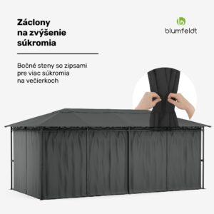 Blumfeldt Mondo 3x6 altánok s kovovým rámom a 4 bočnými stenami