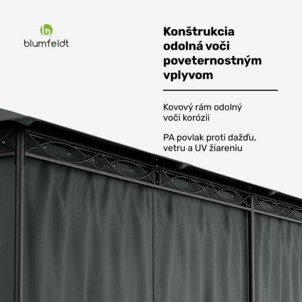Blumfeldt Mondo 3x6 altánok s kovovým rámom a 4 bočnými stenami - Image 3
