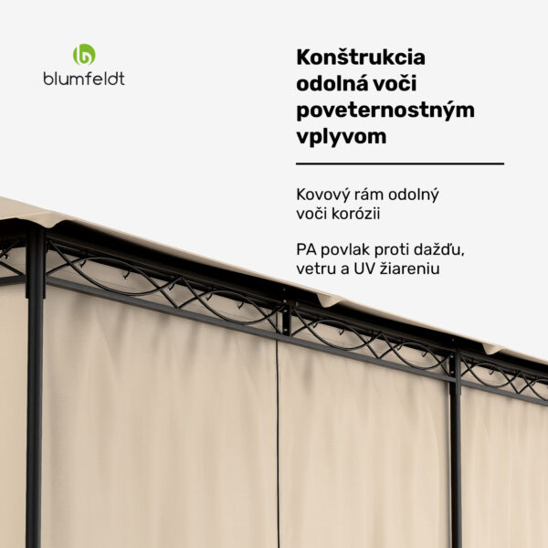 Blumfeldt Mondo 3x6 altánok s kovovým rámom a 4 bočnými stenami - Image 3
