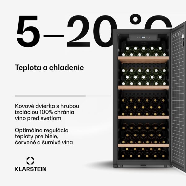 Klarstein CellarMax chladnička na víno, 114 fliaš, Kompresor, Energetická účinnosť E