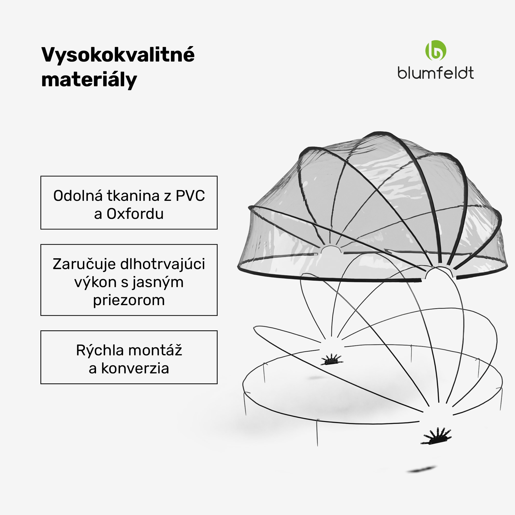 Blumfeldt ArmadilloShade bazénový altánok, Okrúhly, Sklolaminát, UV ochrana, Transparentný – Obrázok 2