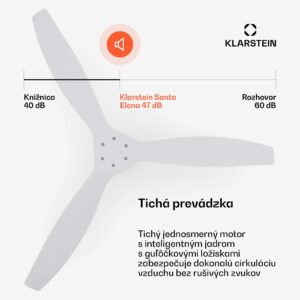 Klarstein Santa Elena Smart 52" stropný ventilátor, 9 060 m³/h, 6 stupňov rýchlosti, diaľkové ovládanie, Smart
