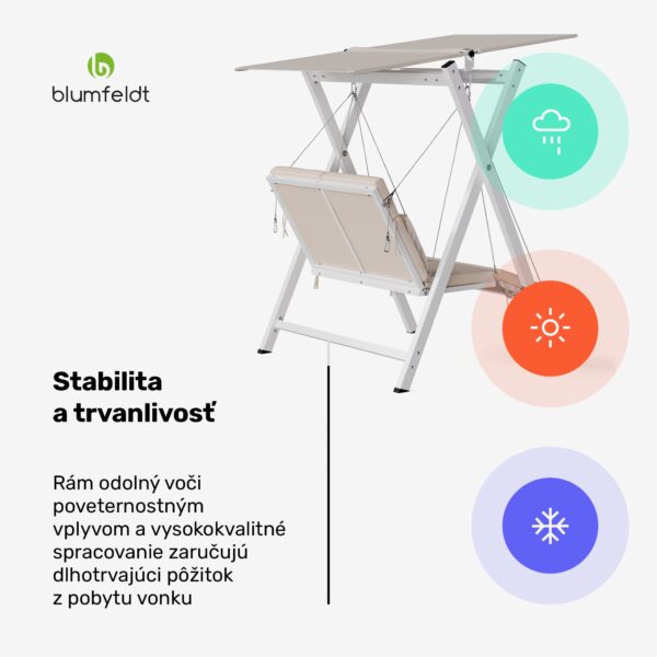 Blumfeldt FlexiSwing hollywoodska hojdačka 2-miestna Nastaviteľné operadlo + slnečná strieška, odolná voči poveternostným vplyvom - Image 3