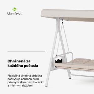 Blumfeldt GranSway hollywoodska hojdačka 3-miestna Individuálne nastaviteľná Oceľ s práškovou povrchovou úpravou Odolná voči poveternostným vplyvom