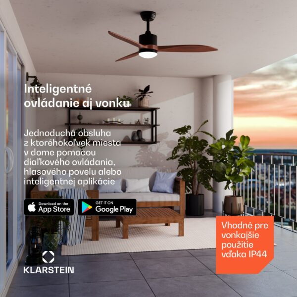 Klarstein SkyBreeze Smart istropný ventilátor, Vnútorné i vonkajšie použitie, Inteligentné ovládanie, IP44, 40 dB