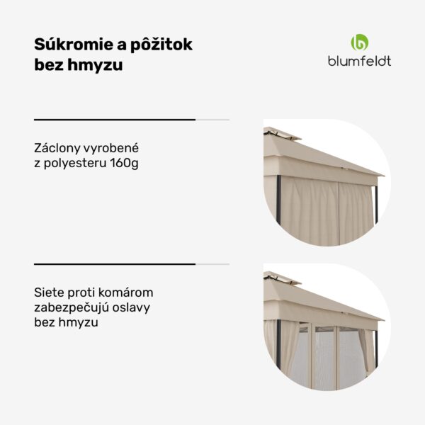 Blumfeldt Altánok Mondo Dual 3x3 s dvojitou strechou a sieťou proti hmyzu - Image 2