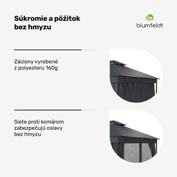Blumfeldt Altánok Mondo Dual 3x4 s dvojitou strechou a sieťou proti hmyzu - Image 2