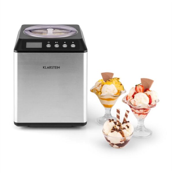 Klarstein Vanilla Sky, zmrzlinovač, s kompresorom, 180W, 2 l, nehrdzavejúca oceľ, strieborný - Image 3