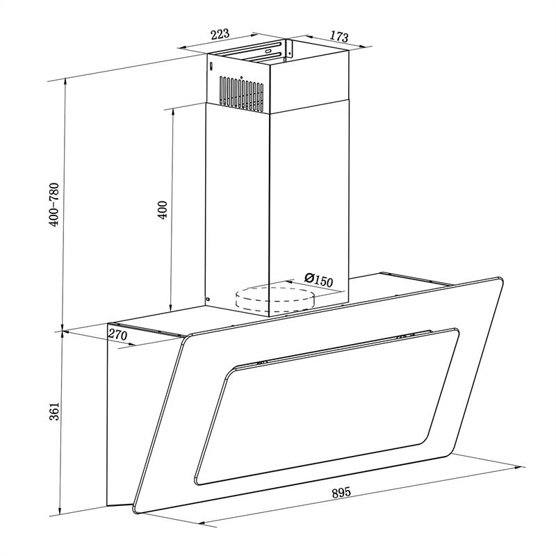Klarstein Lorea 90, digestor, 90 cm, nástenný, 290 m³/h, dotykové ovládanie, sklo, čierny - Image 2