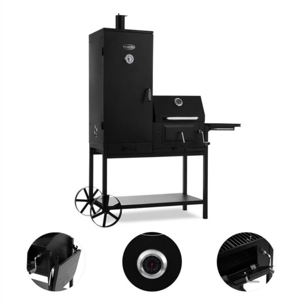 Klarstein Fleischbrocken, gril na drevené uhlie, udiareň, BBQ gril, čierny - Image 2