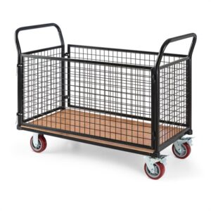 Waldbeck Loadster, mriežkový vozík, pojazdný, skladový vozík, max. 500 kg, drevený spodok, čierny
