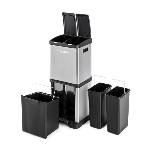 Klarstein Ökosystem² odpadkový kôš triedič odpadkov 30l (1 x15 l, 2x7,5 l) PE ušľachtilá oceľ - Image 3
