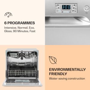 Klarstein Amazonia 8, umývačka riadu, 1620 W, na 8 súprav riadu, energet. trieda F, 49 dB, aquastop