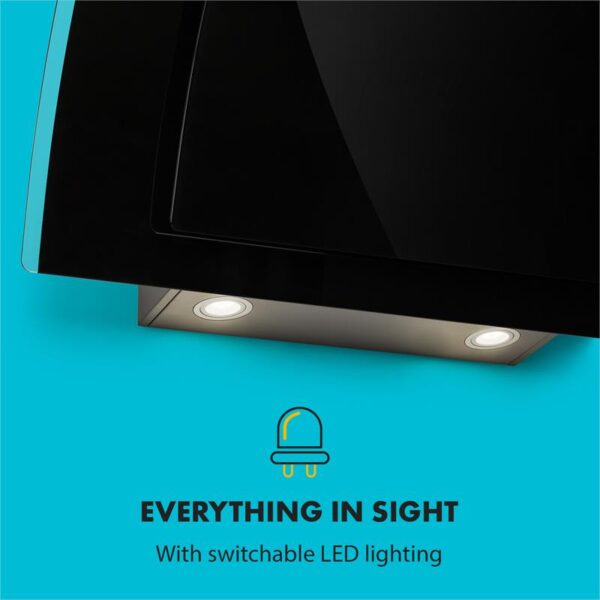 Klarstein Sabia 90, digestor, 90 cm, nástenný, 600 m³/h, LED, čierny - Image 2