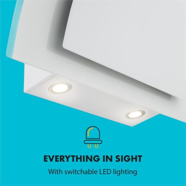 Klarstein Sabia 90, digestor, 90 cm, nástenný, 600 m³/h, LED, biely - Image 2