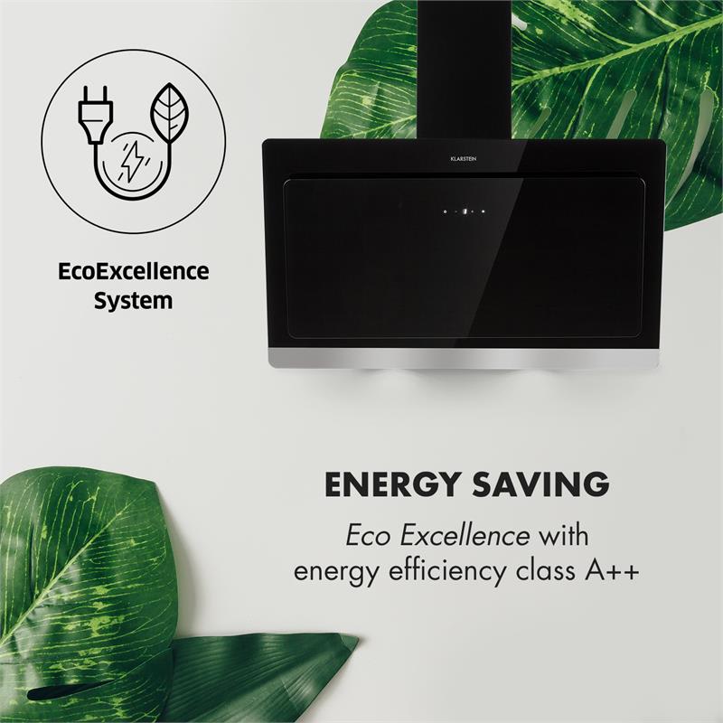 Klarstein Aurora Eco 90, Digestor, 550 m³/h, LED displej, čierny