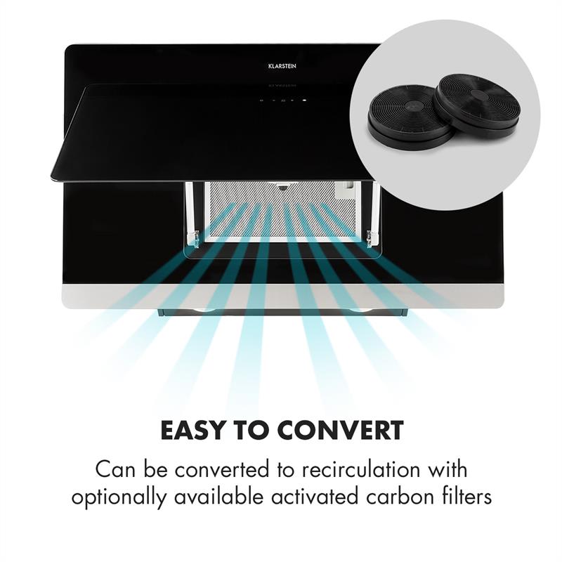 Klarstein Aurora Eco 90, Digestor, 550 m³/h, LED displej, čierny - Image 3