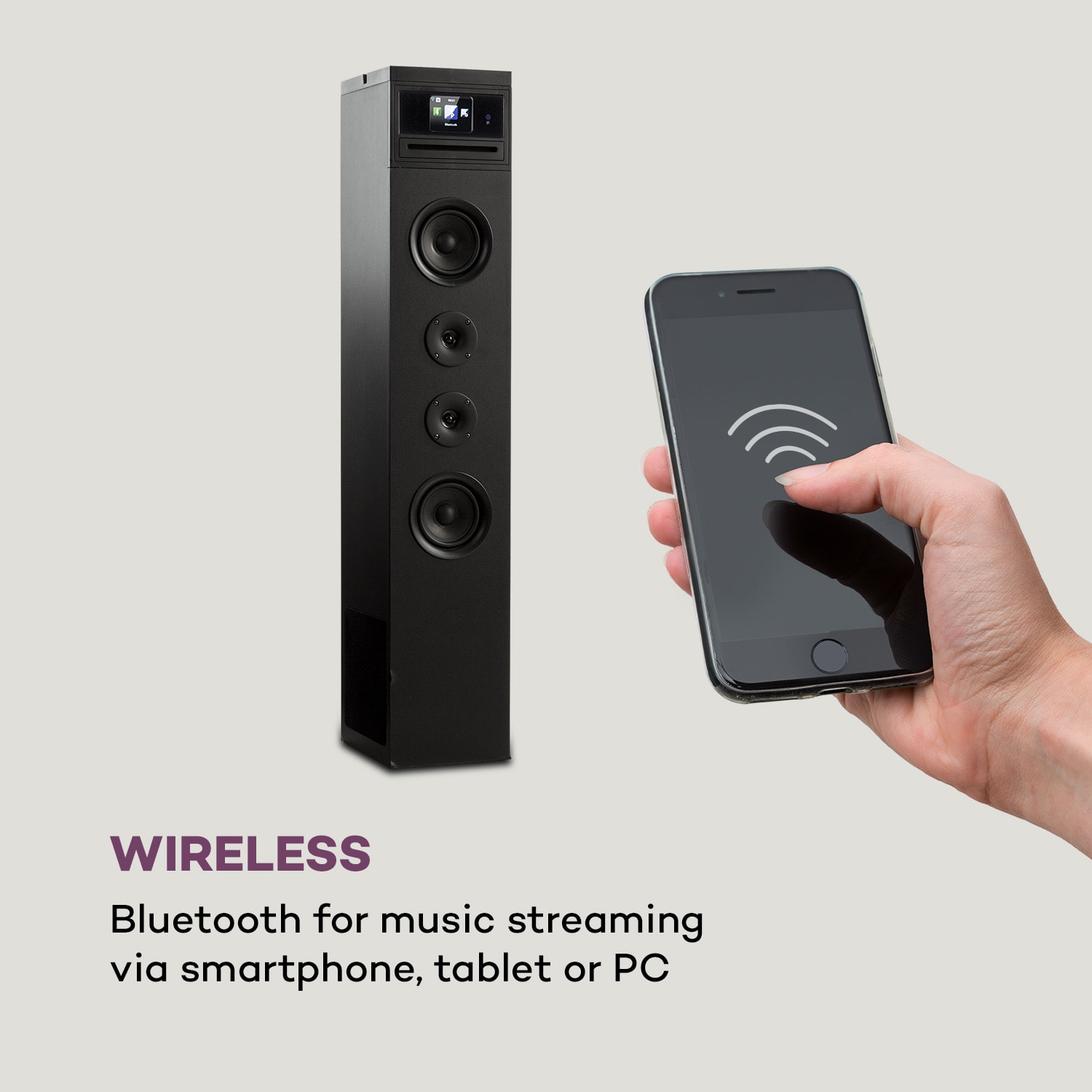 Auna Karaboom 100 Wifi, vežový reproduktor, internetové rádio, DAB+, BT, 120 W, čierny - Image 2