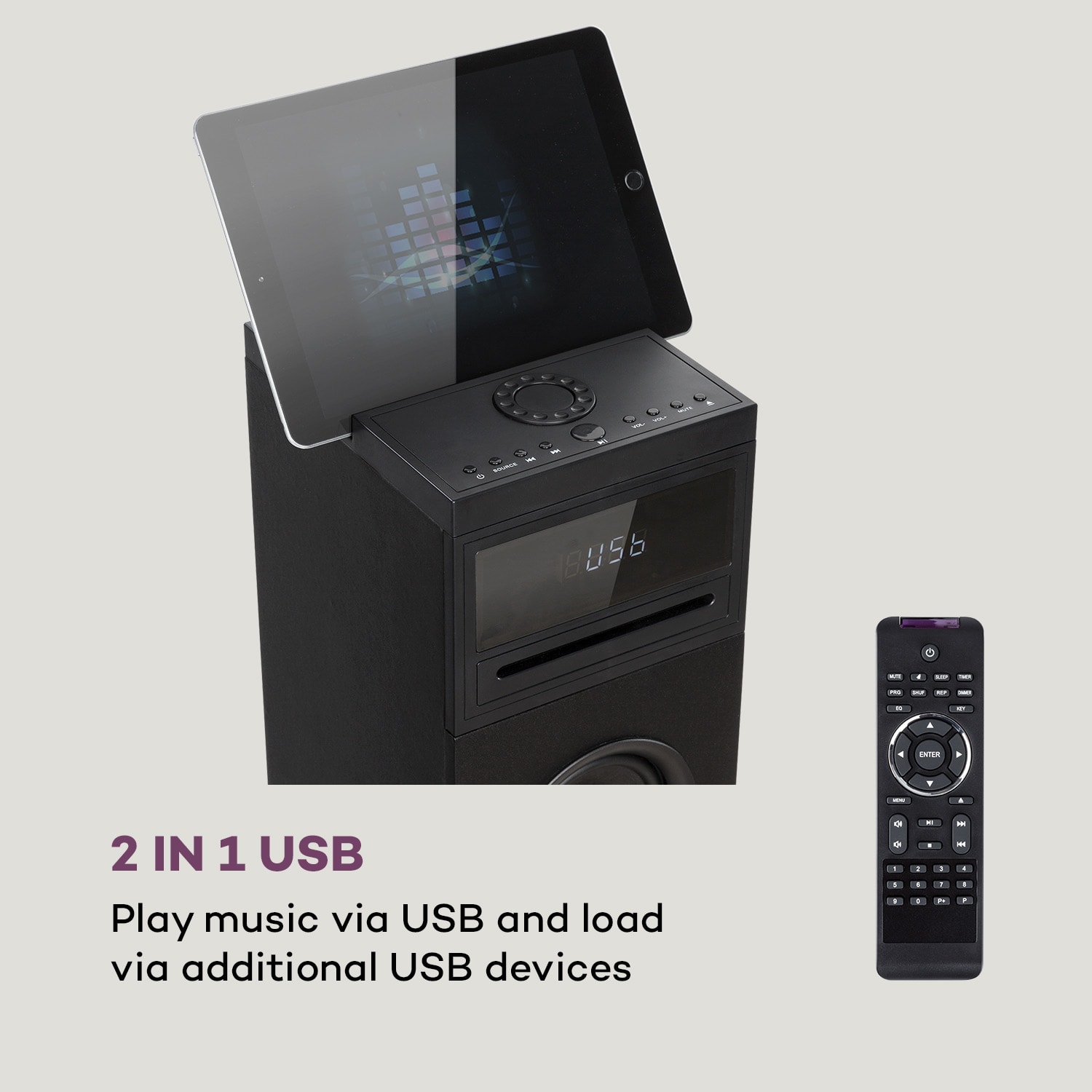 Auna Karaboom 100 Wifi, vežový reproduktor, internetové rádio, DAB+, BT, 120 W, čierny - Image 3