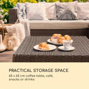 Blumfeldt Theia Lounge Set, záhradná sedacia súprava, rohová súprava, stolček, 5 vanúšov, hnedá