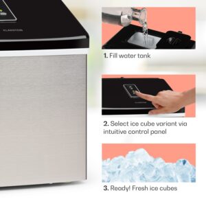 Klarstein Clearcube, výrobník ľadu, 13 kg/24 h, nehrdzavejúca oceľ, čierny