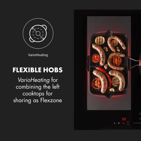 Klarstein Delicatessa 3 Flex, indukčná varná doska, 6600 W, 3 zóny, sklokeramika, čierna