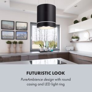 Klarstein Tron Ambience, digestor, 38 cm, ostrovčekový, 540 m³/h, LED, čierny