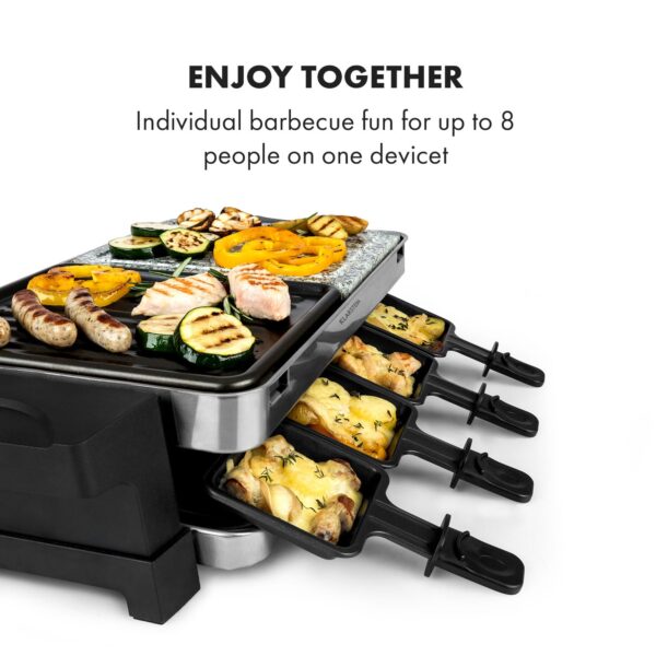 Klarstein Sirloin, raclette gril, 1500 W, hliník/kameň, pre 8 osôb, LED kontrolky - Image 2
