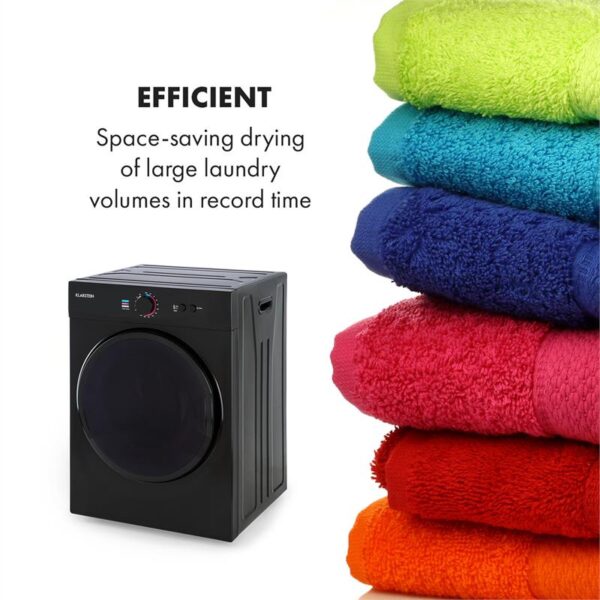 Klarstein Jet Set, sušička bielizne, 1020 W, energetická trieda C, 3 kg, 50 cm, čierna - Image 2