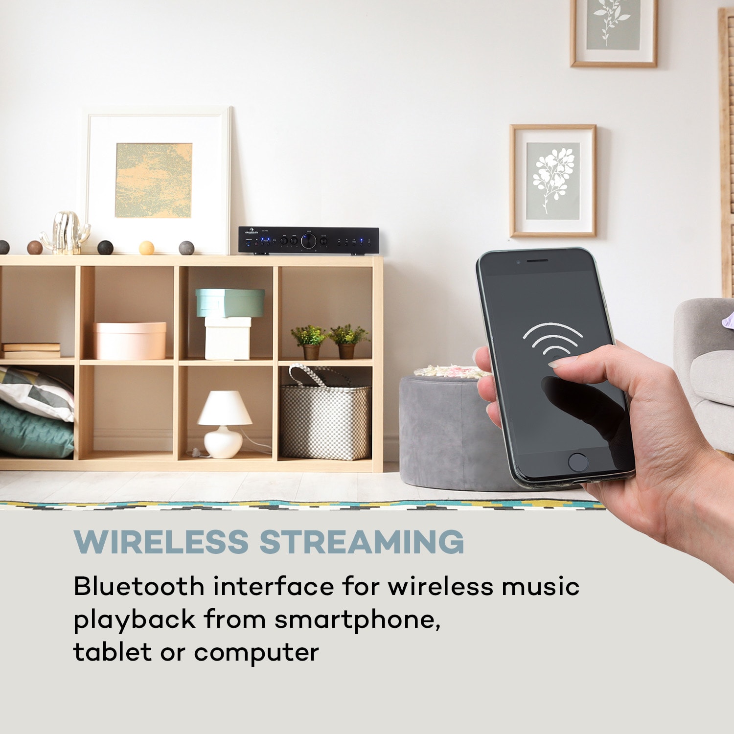 Auna AV2-CD608BT, HiFi stereo zosilňovač, 4 x 100 W RMS, BT, digitálny optický vstup, čierny