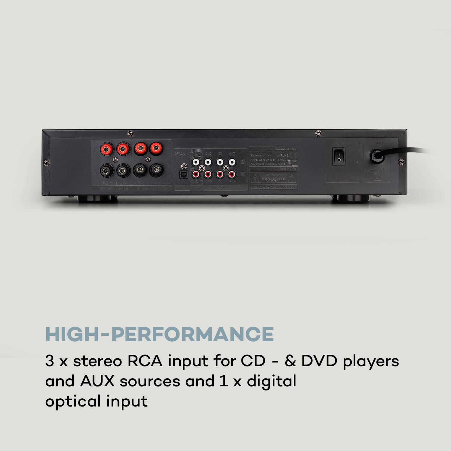 Auna AV2-CD608BT, HiFi stereo zosilňovač, 4 x 100 W RMS, BT, digitálny optický vstup, čierny - Image 2