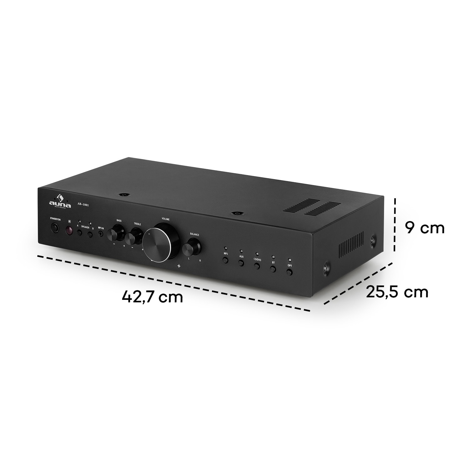 Auna AV2-CD608BT, HiFi stereo zosilňovač, 4 x 100 W RMS, BT, digitálny optický vstup, čierny - Image 3