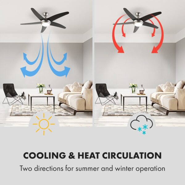 Klarstein Bolero, 2 v 1 stropný ventilátor, 134 cm, svetlo, 55 W, diaľkový ovládač, čierny