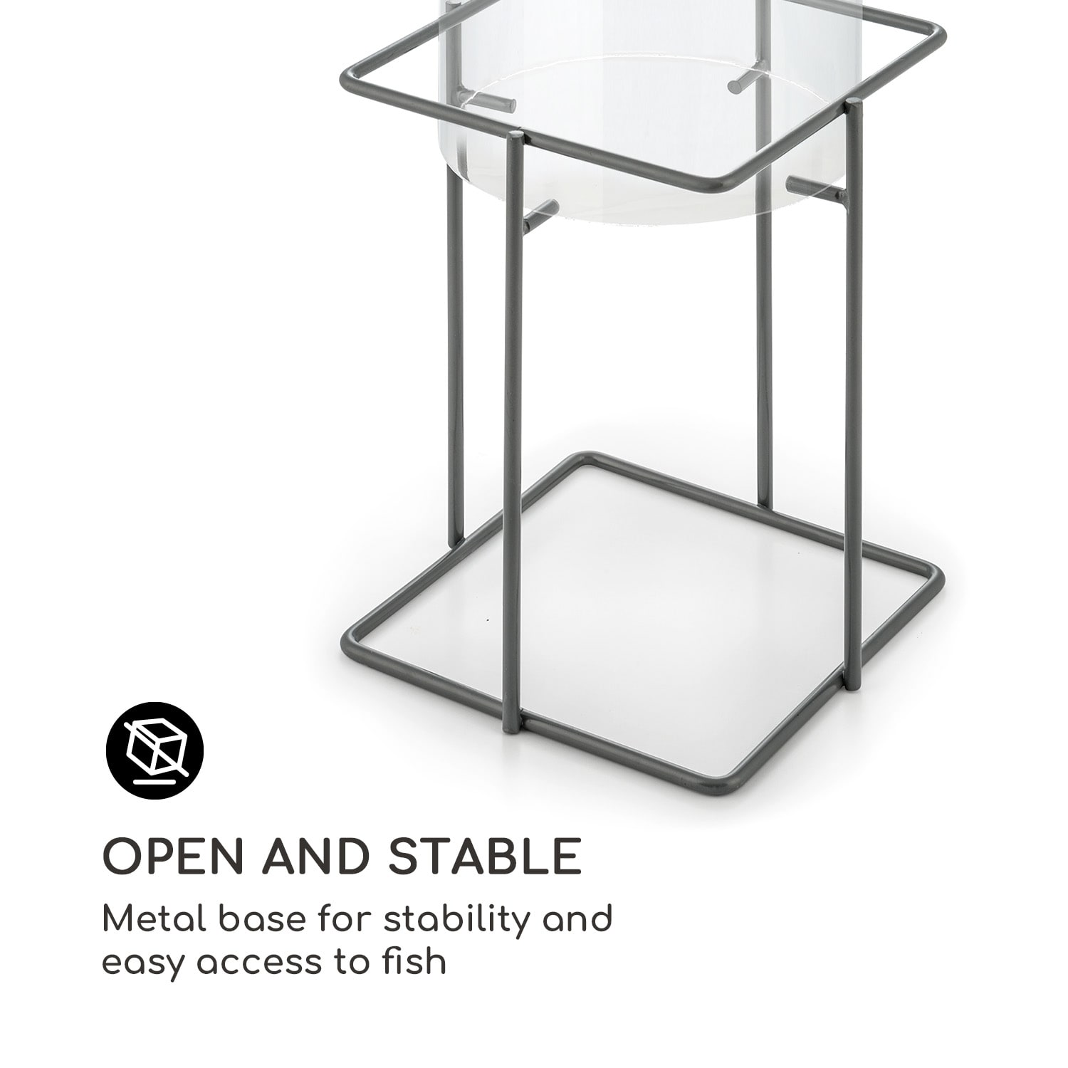 Blumfeldt Skydive 60, pozorovateľňa rýb, 60 cm, Ø 20 cm, akryl, kov, transparentná