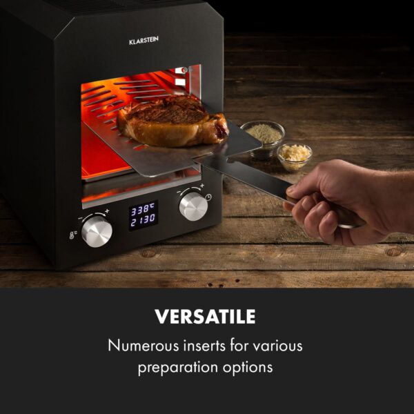 Klarstein Hannibal, vysokoteplotný gril, 2200 W, 850 °C, interiérový, nehrdzavejúca oceľ, čierny - Image 3