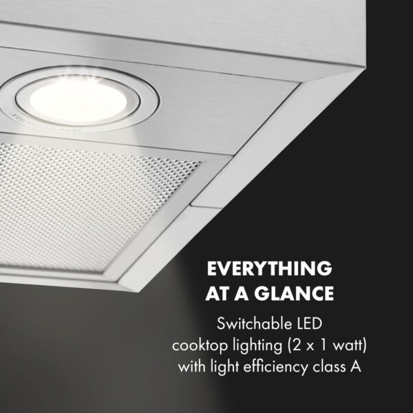Klarstein Structura, digestor, 41 cm, ostrovčekový, 641 m³/h, A, LED, nehrdzaejúca oceľ, strieborný - Image 3