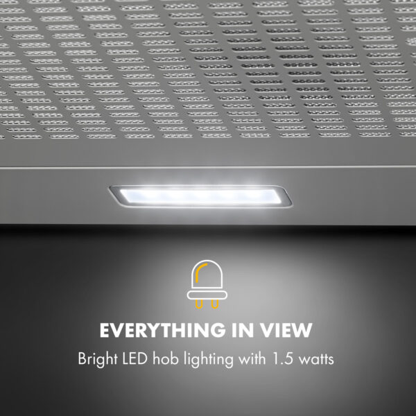 Klarstein Capannina, digestor, 60 cm, podskrinkový, 166 m³/h, LED, nehrdzavejúca oceľ, strieborný