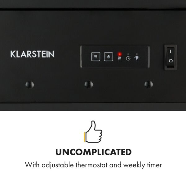 Klarstein Bormio S Smart, elektrický krb, 950/1900 W, termostat, týždenný časovač, čierny - Image 3